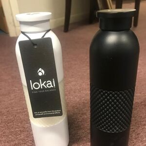 Lokai White and Black Water Bottles